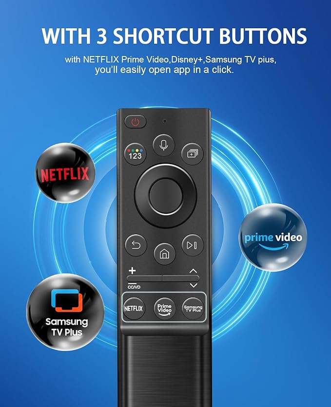 BN59-01357A Solar Voice Remote Compatible with Samsung Remote with 3 Apps and Solar Charging for Samsung Smart TVs Frame Neo LED Smart 4K 8K Ultra HD,VG-TM2180ES/ZA