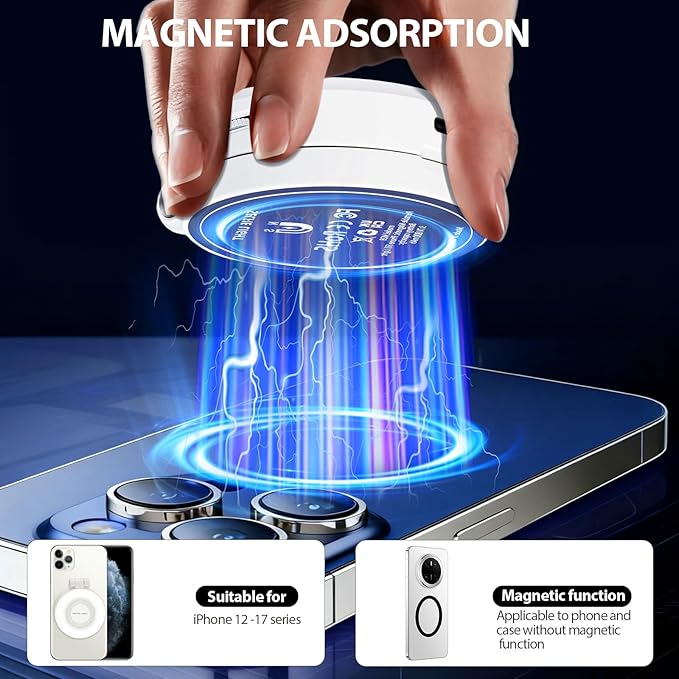 CMUBH Magnetic Selfie Light for MagSafe iPhone: 3 Light Modes, Rechargeable 360° Rotatable LED Phone Ring Fill Light with Mirror for Photography, Makeup, TikTok, Zoom, Video Conference, Black