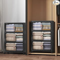 Extra Large Stackable Storage Bins with Lids & Wheels, 330QT-55QT/14GAL*6Pack Foldable Collapsible Closet Organizers Dark Storage Cabinet with Doors for Bedroom Dorm