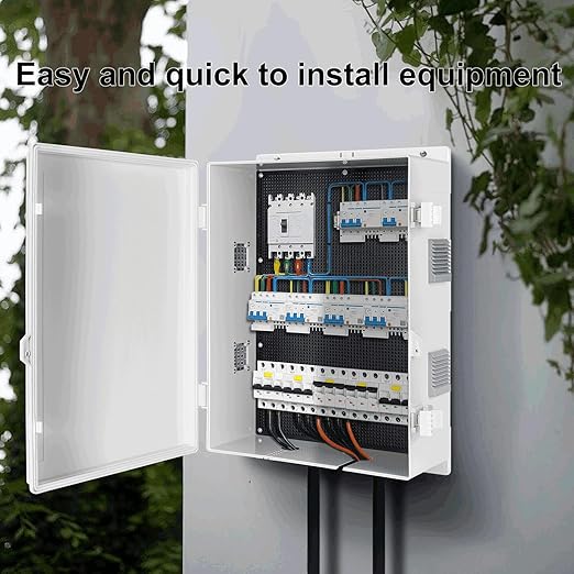 Namunanee Outdoor Electrical Junction Box, ABS Water Resistant Enclosure with Internal Mounting Panel & Hinged Cover (18.1" H* 12.6" L* 6.3" W)