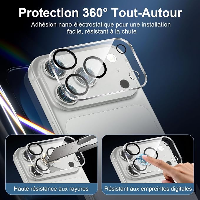 NEW'C 3x Screen Protector for iPhone 17 Pro+ 3x Camera Lens Protector, Sensor - Image 4