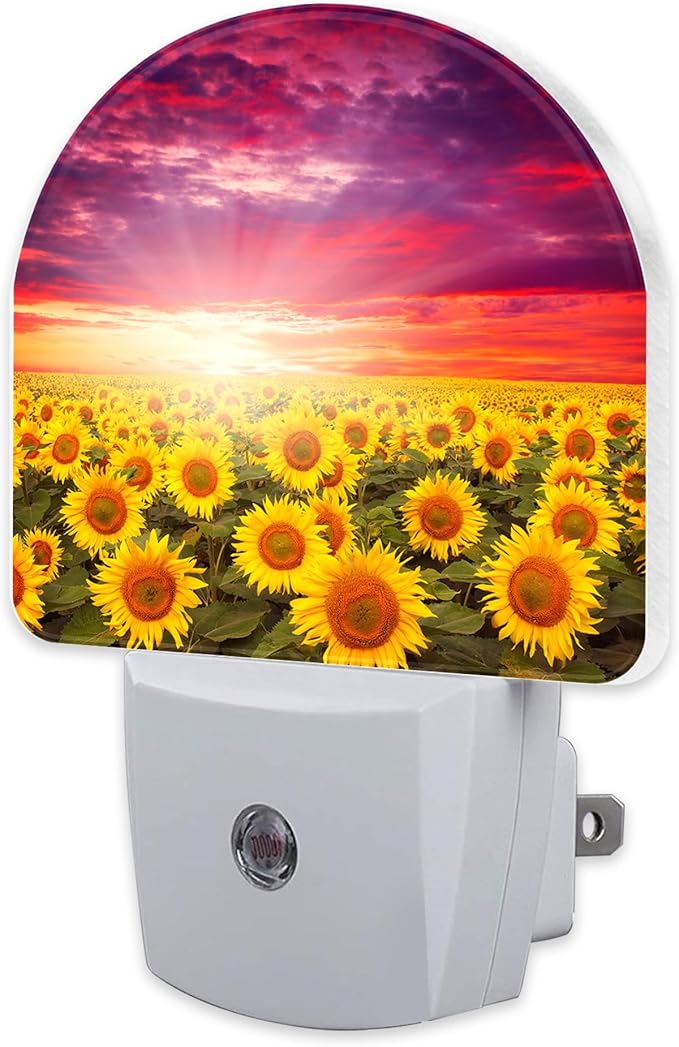 sndheke Sunflowers with Sunset Night Light for Kids,Blooming Summer Sunflowers Night Light Plug in with Dusk to Dawn Sensor,0.5w Energy Saving Nightlight for Hallway Stairway Kitchen Bedroom