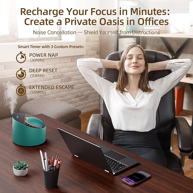 ANWOON Sound Machine & Aroma Diffuser Pro 4-in-1 Sleep System, Premium Metal Shell with Schumann Resonance &Night Light, White Noise &50+ Natural Sounds -for Sleep, Focus, Relaxation -Adults Kids Baby
