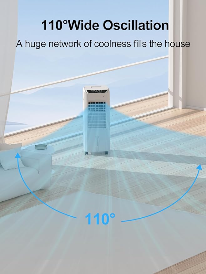Landeagle 32" Swamp Cooler Air Conditioner,1800CFM Evaporative Coolers with 4.2 Gal Tank,110°Oscillation Portable Room with 12H Timer, Cooling Fans that Blow Cold Air for Bedroom Indoor, White
