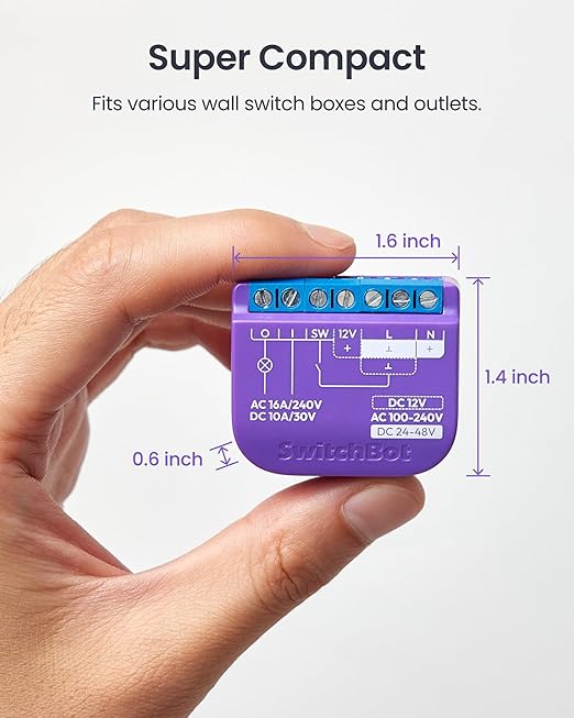 SwitchBot WiFi Switch 1 (Pack of 4) Compatible with Alexa/Apple Home/Google Home, Power-Measuring Relay Switch Module with Built-in Bluetooth Repeater and Dry Contact, Wi-Fi 2.4GHz, 16A