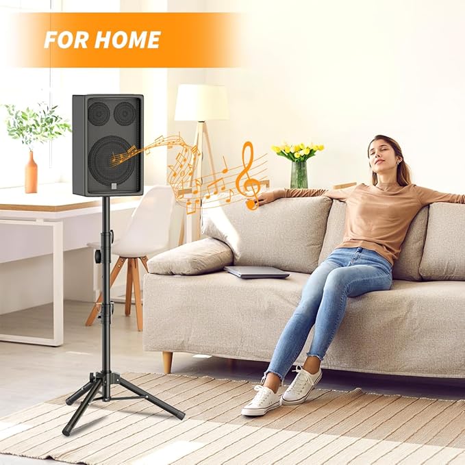 Small Speaker Stands, Lightweight 35mm Compatible Insert, Adjustable Height from 24-50 Inch Speaker Tripod Stand Support 55 LB with Storage Bag