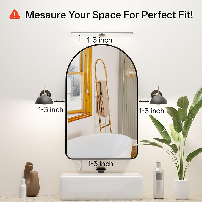 Arched Bathroom Medicine Cabinet with Mirror, No Assembly Needed, Recessed or Surface Mount Wall Storage Cabinet, Mirror Cabinet with Tissue Slot & 2X Magnifying Mirror (Black, 31.5"L x 19.7")
