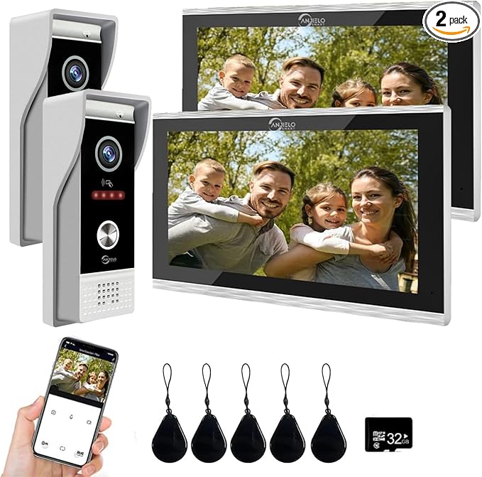 Wired Smart Video Apartments Intercom System,10 Inch Monitors with 1080P Doorbell Camera,3-in-1 Unlocking,TUYA WiFi Door Phone Kits, Ideal for Villas & Homes (2 doorbell + 2 Monitor)