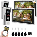 Wired Smart Video Apartments Intercom System,10 Inch Monitors with 1080P Doorbell Camera,3-in-1 Unlocking,TUYA WiFi Door Phone Kits, Ideal for Villas & Homes (2 doorbell + 2 Monitor)