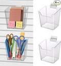 Clear Slatwall Bins, 4 Pack Slat Wall Accessories Cups Hooks Assemble Set Fit Most Slat Board Storage Systems Transparent Display Hanging Holder Organizers for Garage Shed Office Craft Tool (Medium)