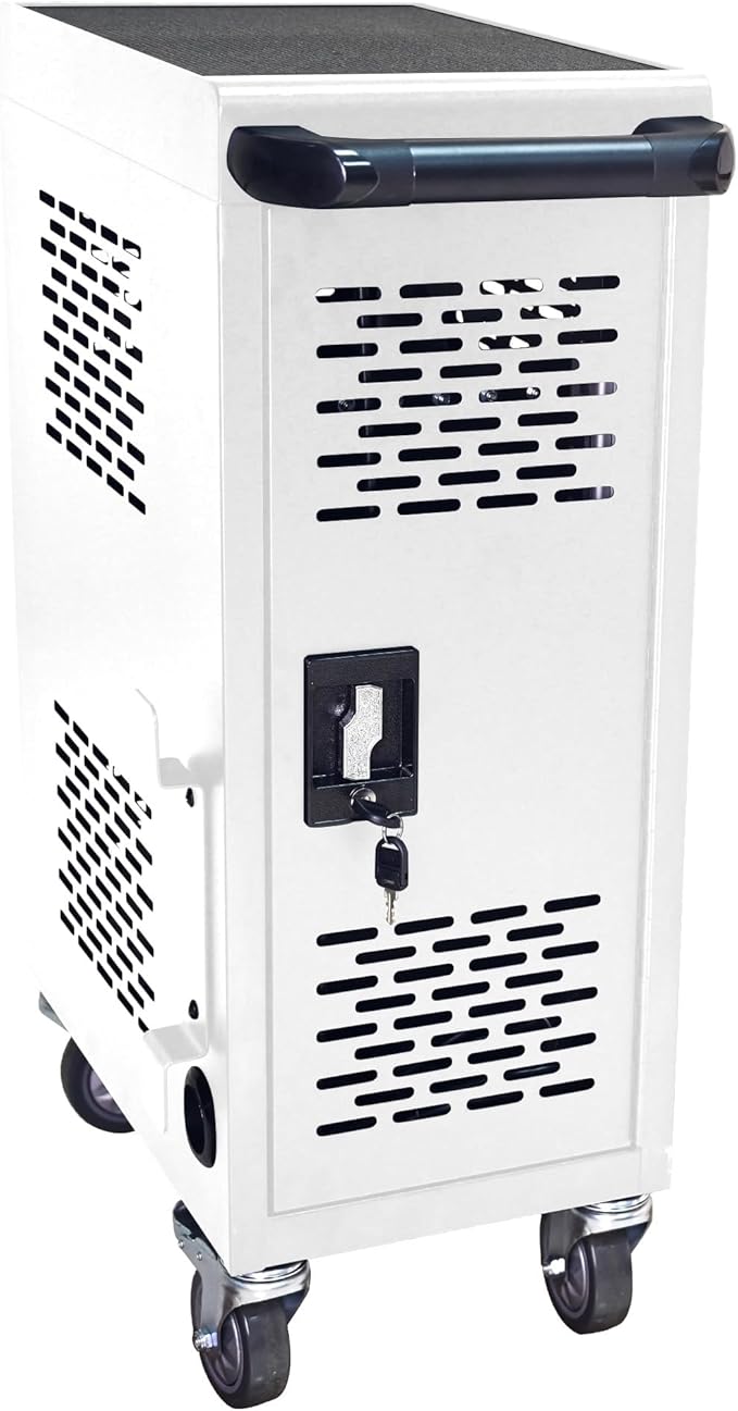 16 Device Mobile Charging Station for Laptops/Tablets/iPads/Chromebooks,16 Bay Lockable Charging Cabinet with Cable Management & Power Strip Included, Laptop & Tablet Storage Carts,Easy Assembly