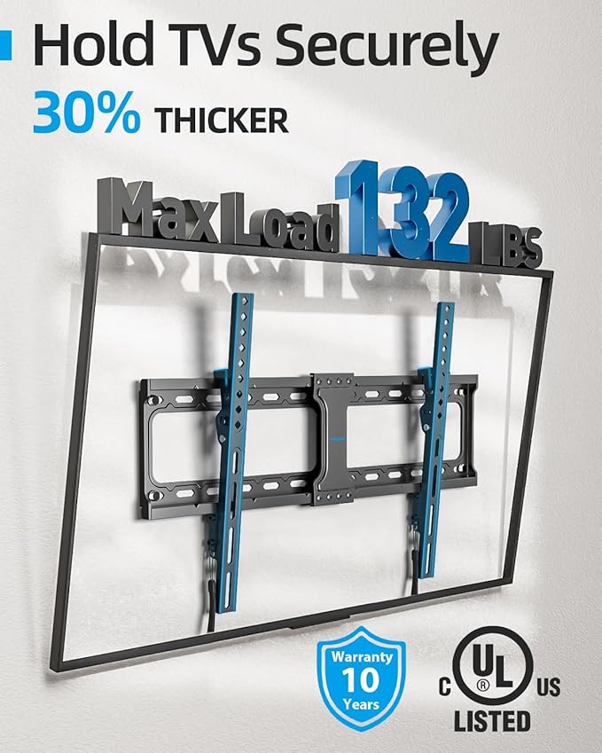 Tilt TV Wall Mount Fits 16-24" Studs, Holds 37-82" TVs up to 132 lbs, Max VESA 600x400mm - by USX STAR
