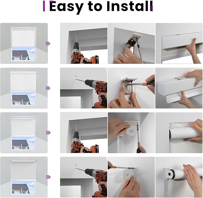 Astomi Motorized Roller Shades for Windows, Blackout Automatic Blinds, Smart Blinds, Voice Control, Work with Alexa, Google, Custom Size,Vinyl-Classic Black
