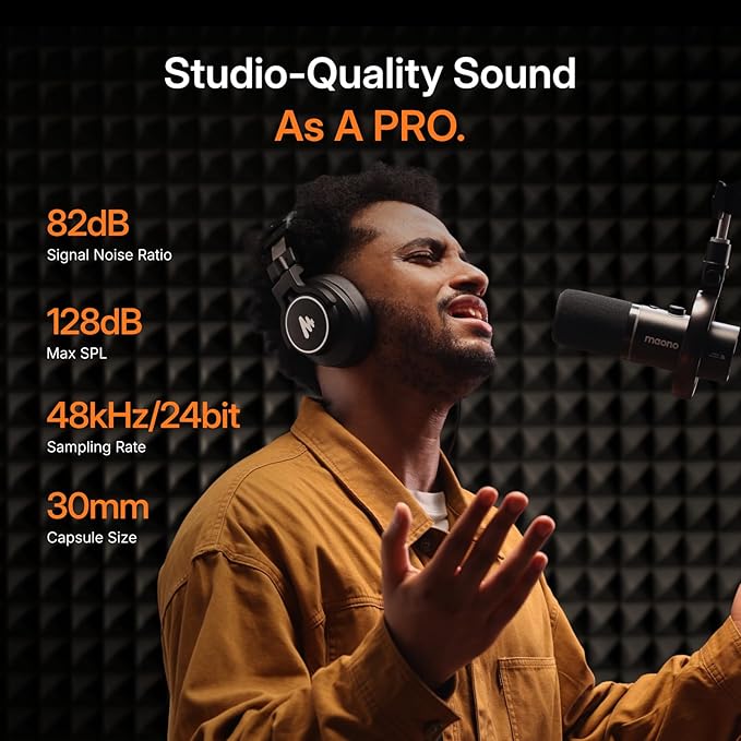 MAONO PD200W Hybrid Wireless Podcast Equipment Bundle for 2, XLR USB Dynamic Microphone Kit with 2 Boom Arm, Software, Noise Cancellation, for Co-hosted Podcast, Vocal Recording, Content Creation