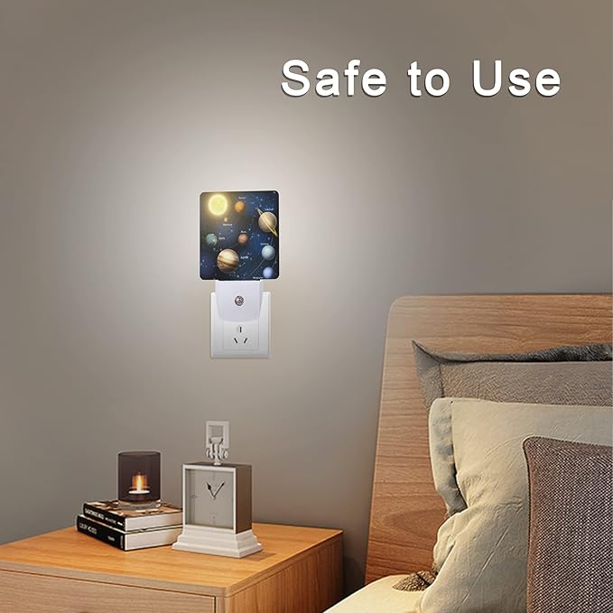 Smoaffly Planet Solar System Universe Galaxy Space Night Light Plug-in LED Nightlights Auto Sensor Night Lamp Dusk-to-Dawn Lamp Home Decor for Nursery Children Girls Boys
