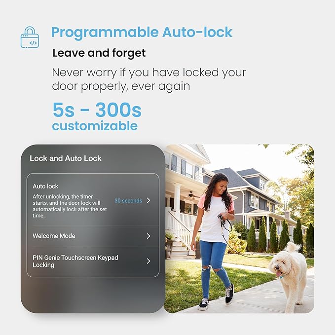 Lockly Secure Pro Deadbolt, Wi-Fi Smart Lock, Keyless Entry Door Lock, Smart Locks for Any Doors, PIN Genie® Keypad, 3D Biometric Fingerprint Sensor, Auto Lock, Rekeying Capability - Matte Black