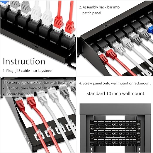 iwillink 10Gbps Patch Panel 12 Port, 10-Inch Through Coupler RJ45 Cat6 Patch - Image 6
