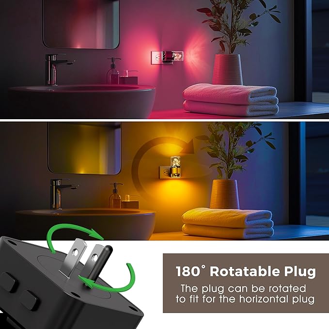 L LOHAS LED Night Lights Plug into Wall,[2-Pack] Dusk to Dawn Nightlight,9 Colors Changing,Adjustable Brightness,Acrylic Decorative Night Lights for Bathroom,Wedding,Birthday Gift