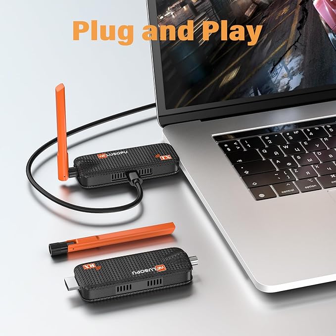 Wireless HDMI Transmitter and Receiver, Support Up to 6 Receivers, 5.8G WELUSOPU HDMI Wireless Extender Casting Video Audio for PC Laptop Camera Cable Box to Multiple TVs Monitors Projectors -165FT