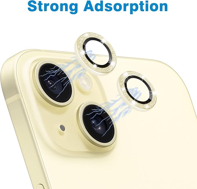 Compatible with iPhone 15 & 15 Plus Camera Lens Protector, Bling Glitter - Image 4