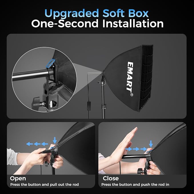 EMART Softbox Photography Lighting Kit, 50W 3000K-6000K LED Bulb - Image 6