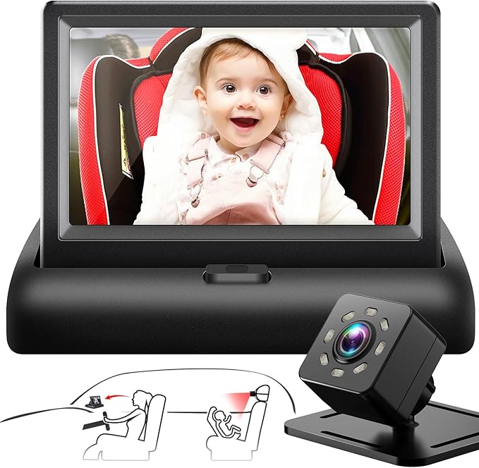 Baby Car Mirror with 4.3'' HD Night Vision Function Display, Safety Car Seat by Shynerk+Baby