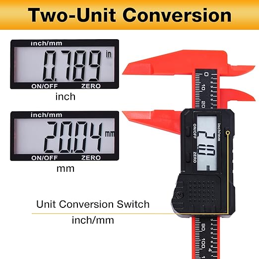 UNIPEC 6" Digital Caliper – Measuring Tool with LCD Display, Inch/MM Conversion, Auto-Off, Accurate ABS Body Electronic Caliper for DIY, Woodworking, Metal & Crafts