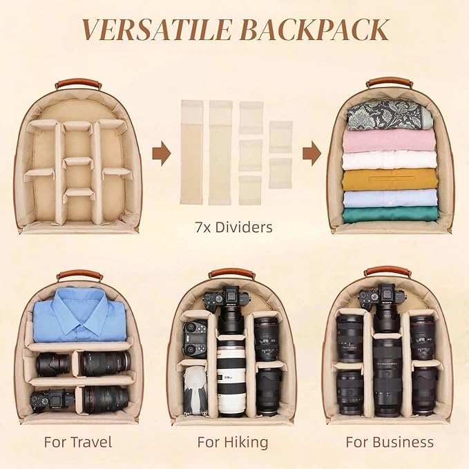Camera Backpack Classic PU Leather - Image 6