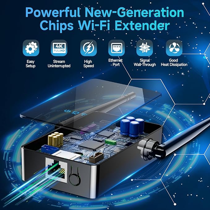 2026 WiFi Extender Signal Booster, New Gen Internet Booster for Home, 4X Faster, Covers up to 10,000 sq.ft, Wi-Fi Repeater with Ethernet Port, Wireless Long Range Amplifier, Easy Setup (Black)