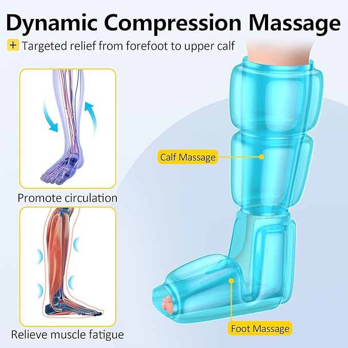 Comfytemp Air Compression Therapy Device K1011, Cordless Leg Massager for Circulation and Pain Relief, Portable Foot and Calf Massage Boot, Ideal for Dad Men Mom Women Seniors (1 Pack)
