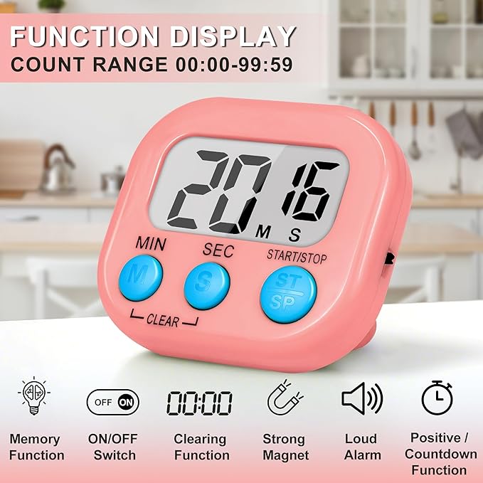 ZILLEEN Classroom Timer for Kids Teachers 2 Pack Digital Timers, Pink