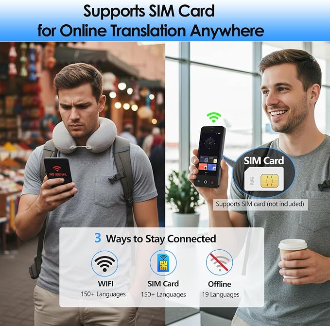 JMFONE AI Language Translator Device, No WiFi Needed, 150+ Languages Instant - Image 3