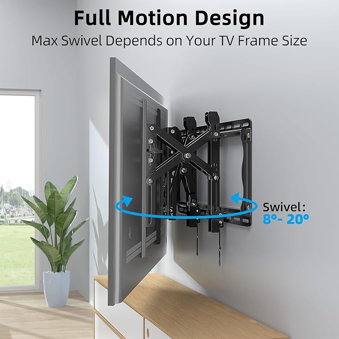 HOME VISION Ultra-Large TV Mount Bracket for 32-90 Inch TVs, Supports up to 132lbs with Sliding Design, Heavy Duty TV Wall Mount for up to 24" Studs with Swivel, Tilt, Max VESA 600x400mm, HVX601