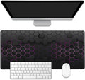 EOBKLAX Grid with Purple Light Large Gaming Mouse Pad,Waterproof Desk Mat for Desktop,Non-Slip Rubber Base Mousepad with Stitched Edges for Laptop Office and Home 35.4X15.7 Inch
