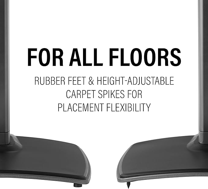 Sanus Speaker Stand for Sonos Era 100 Speakers - Height Adjustable Single Stand w/Easy 3 Step Install - Includes Rubber Feet & Carpet Spikes - Black