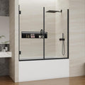 Pivot Swing Bathtub Door, Adjustable Width 60" W x 59" H Semi-Frameless Shower Glass Door with 5/16 in (8mm) Clear SGCC Tempered Glass with Nano Easy-Clean Coating (Matte Black)