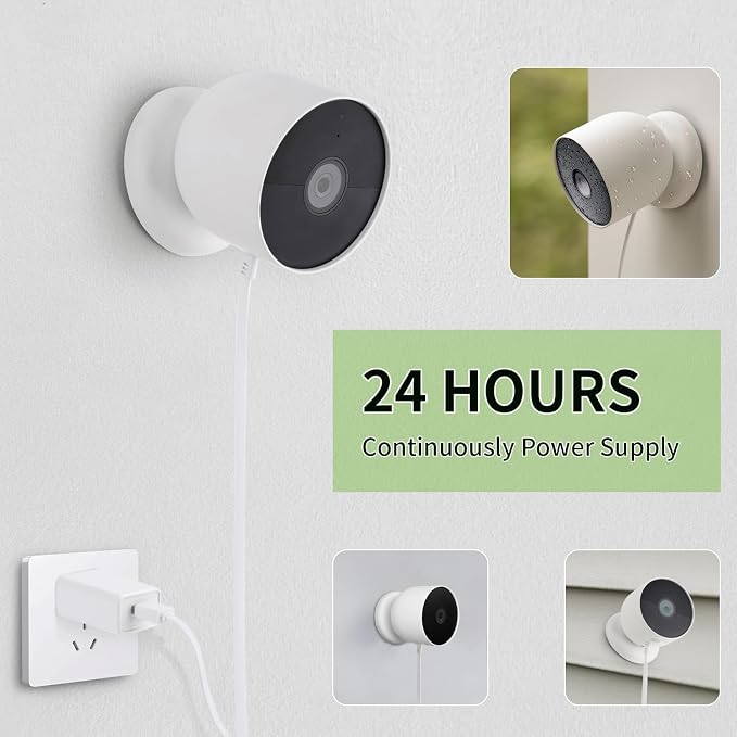 Power Cable with Adapter for Google Nest Cam Outdoor or Indoor, Battery-2nd - Image 5