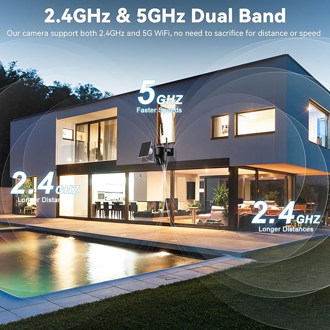 Noaheye Solar Security Cameras Wireless Outdoor, 5G&2.4GHz Cameras for Home Security, 2K Solar Outdoor Camera, Color Night Vision, AI Human Detection, 2-Way Talk, Siren Alarms (2-Pack)