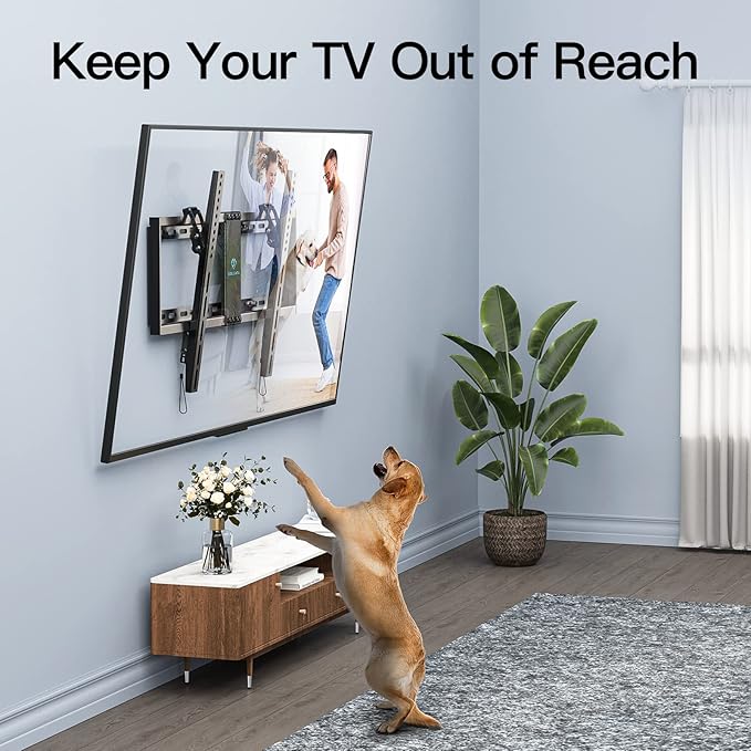 PERLESMITH UL Listed TV Mount for Most 37-85 inch TV, Universal Tilt TV Wall Mount Fits 16”- 24” Wood Stud with Loading 132 lbs & Max VESA 600x400mm, Low Profile Flat Wall Mount Bracket PSLTK1