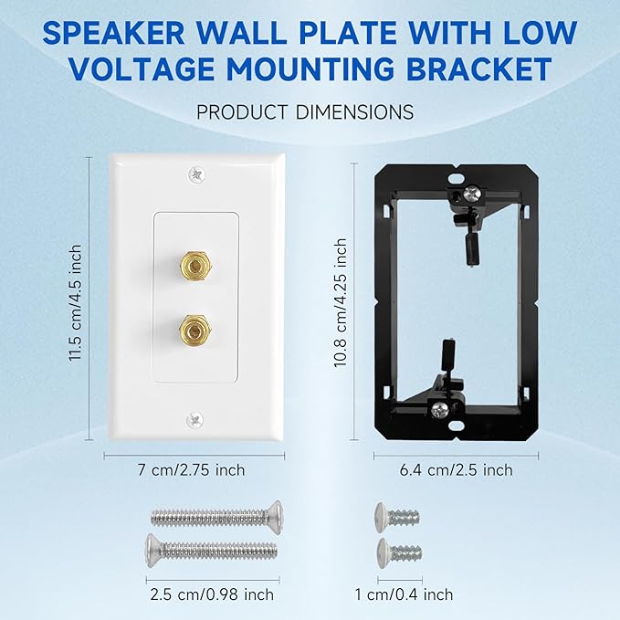 4 Pack Speaker Wall Plate with Low Voltage Mounting Bracket for Banana Plug 1.0 Speaker Home Theater