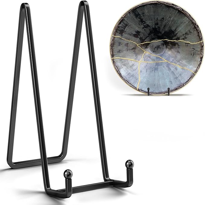 IPAME 14 Inch Heavy Duty Plate Stand (2 Pack) – Metal Display Easel for Large Plates, Platters, Picture Frames, Plaques, Signs and Posters