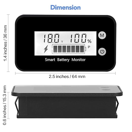 SUPNOVA Waterproof Battery Monitor with Bracket 7-100V,Car Motorcycle Golf cart Meter Digital Battery Capacity Remaining Capacity Percentage Tester with Buzzer Alarm and Temperature (White)