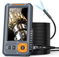 Triple Lens 5" IPS Borescope Inspection Camera, Ginocaco 1080P Digital Video Endoscope with Light, Waterproof Scope Camera with 16.5FT Semi-Rigid Cable, Drain Pipe Tool, Carrying Case, 32G Card