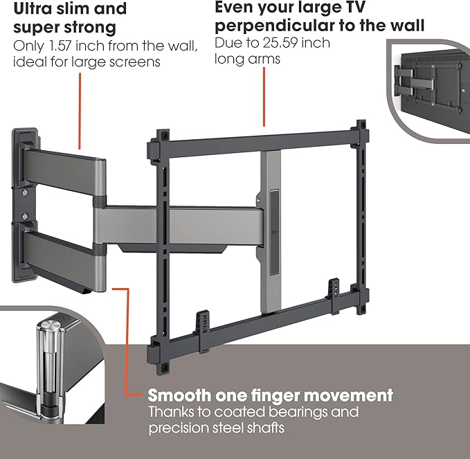 Vogel's TVM 5645 Full-Motion Ultra-Thin TV Wall Bracket for 40-77 inch TVs, Max. 99 lbs, Swivels up to 180°, Full-Motion TV Mount max. VESA 600x400