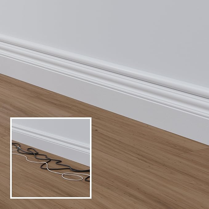 D-Line 31.4in TV Cord Hider, Patented Half Round Cable Cover, Hide Wall Mount TV Wires, Hinged One-Piece Cable Concealer, Adhesive, Decorative Raceway - 2X 1.18in W x 0.59in H x 15.7in L - White