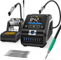 FNIRSI DWS-200 200W 245 Precision Digital Soldering Station Kit with 6 F245 Soldering Iron Tips and 2 Helping Hands, Temp Value & Curve Mode, 3 Temperature Storage, Full-Color Display