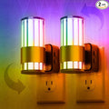 L LOHAS LED Night Light, Night Lights Plug into Wall, 2 Pack 10-Color RGB Change Nightlights,10/50/100LM Adjustable Automatic Nightlights Plug in with Dusk to Dawn Sensor for Room Bathroom Hallway