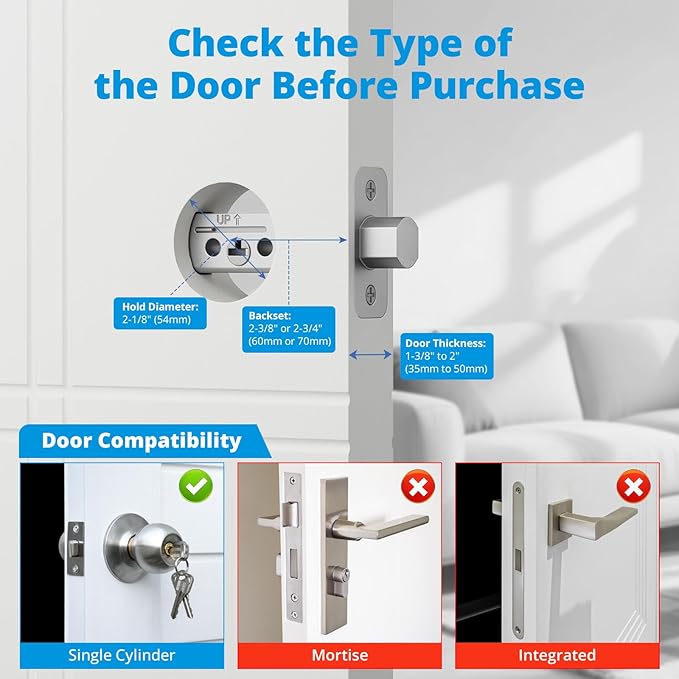 AkaGear WiFi Smart Lock Keyless Entry Door Lock with 8xAA Batteries, App Remote Control, Touchpad Keypad Deadbolt for Front Door, Auto Lock, Keys, Fob Card, PIN Code Unlock, 8-Month Battery, T02 Mini