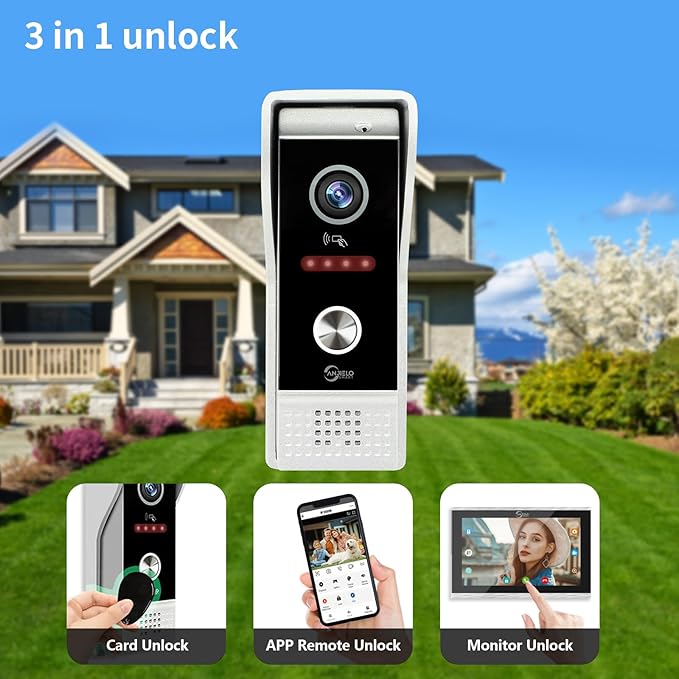 Video Doorbell Intercom System,10 Inches Touch Screen (Black) Video Doorbell Door Phone System,Support Remote Unlock, Dual-Way Intercom,Night Vision for Villa House Apartment (1-Camera + 1-Monitor)