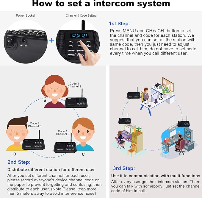 Expandable for Wuloo Intercoms Wireless for Home WL888, 1 Mile Range 22 Channel 100 Digital Code (Only 1 Unit for Expandable The Original intercom System, CAN NOT Work Without Other Units)